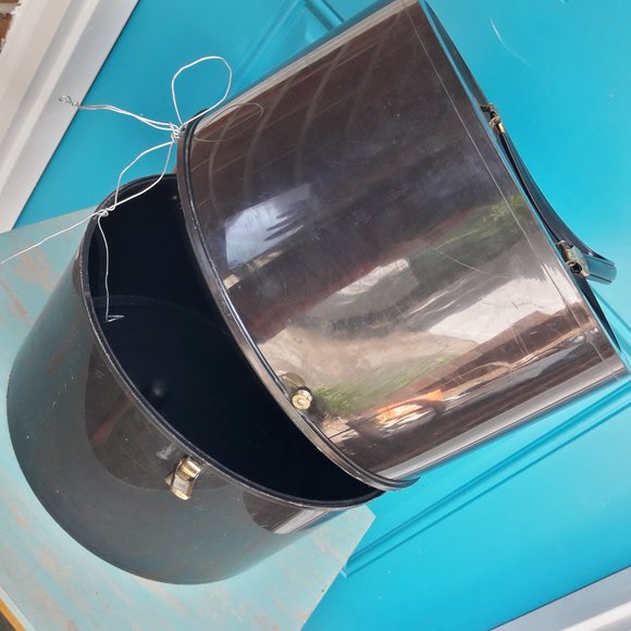 Vintage Wig Box or Hat Box Tall Narrow Suit Case Mod 60s Art Deco Contempo Hard - Picture 6 of 16